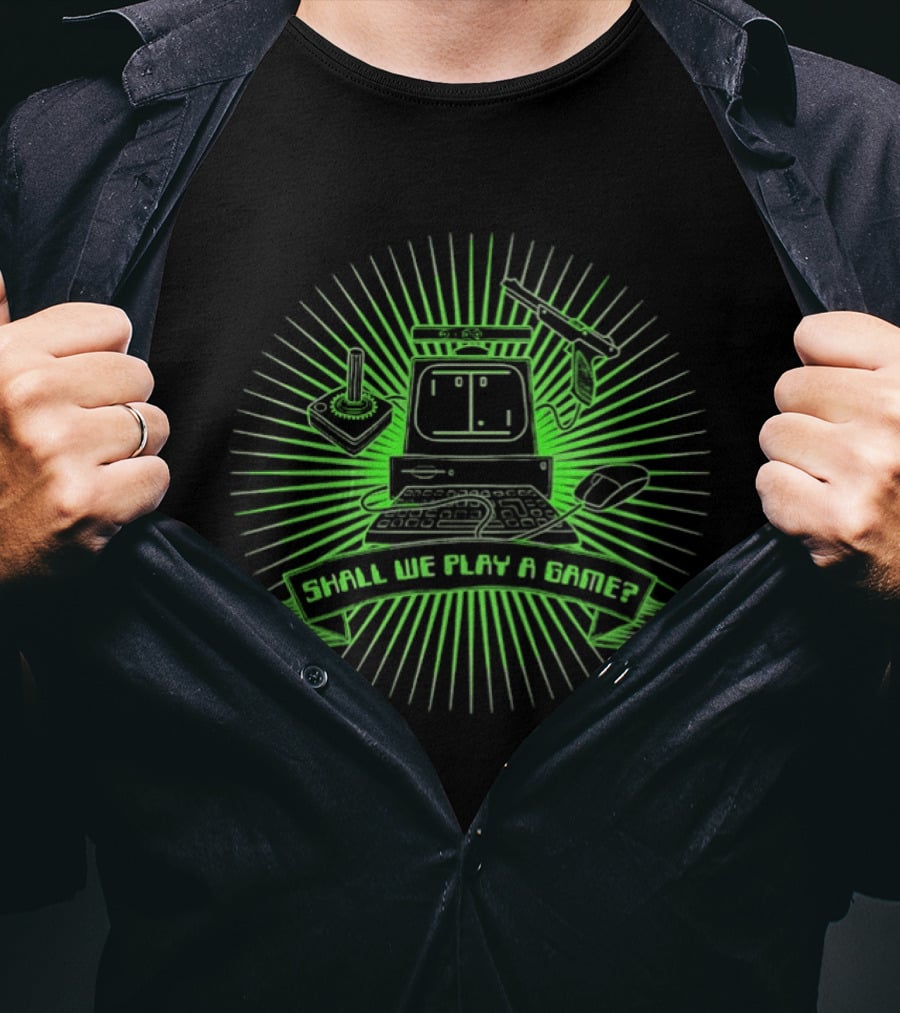 Shall We Play A Game Retro Computer Joystick And Mouse T-Shirt