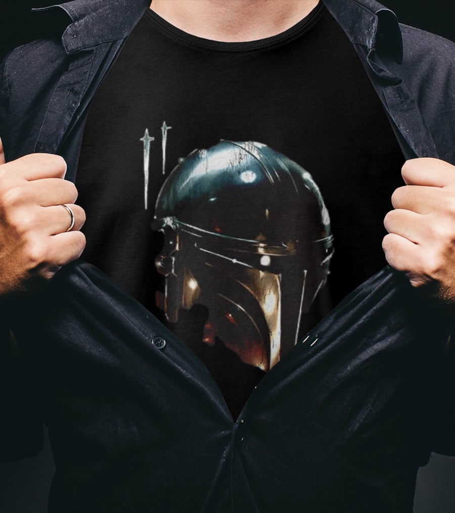 The Mandalorian Star Wars Helmet Iconic Two Sided Print T-Shirt