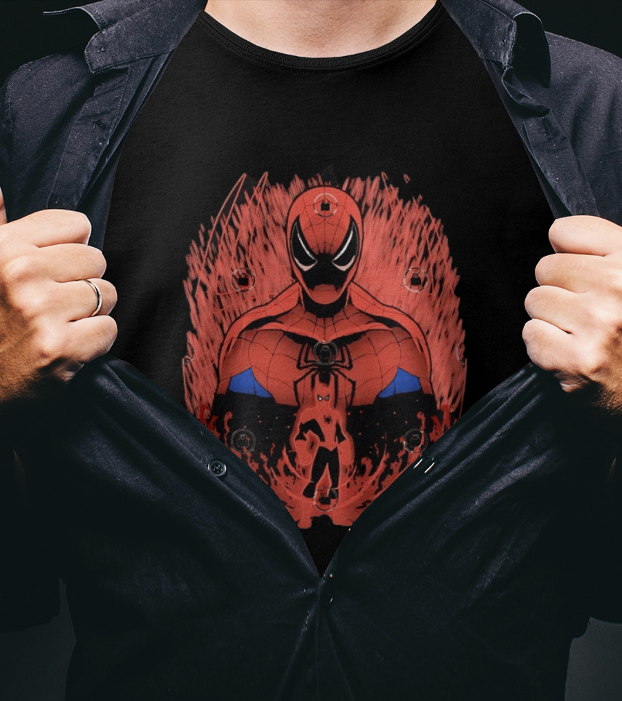 Spider Man Friendly Webslinger Shadowwork Comic T-Shirt