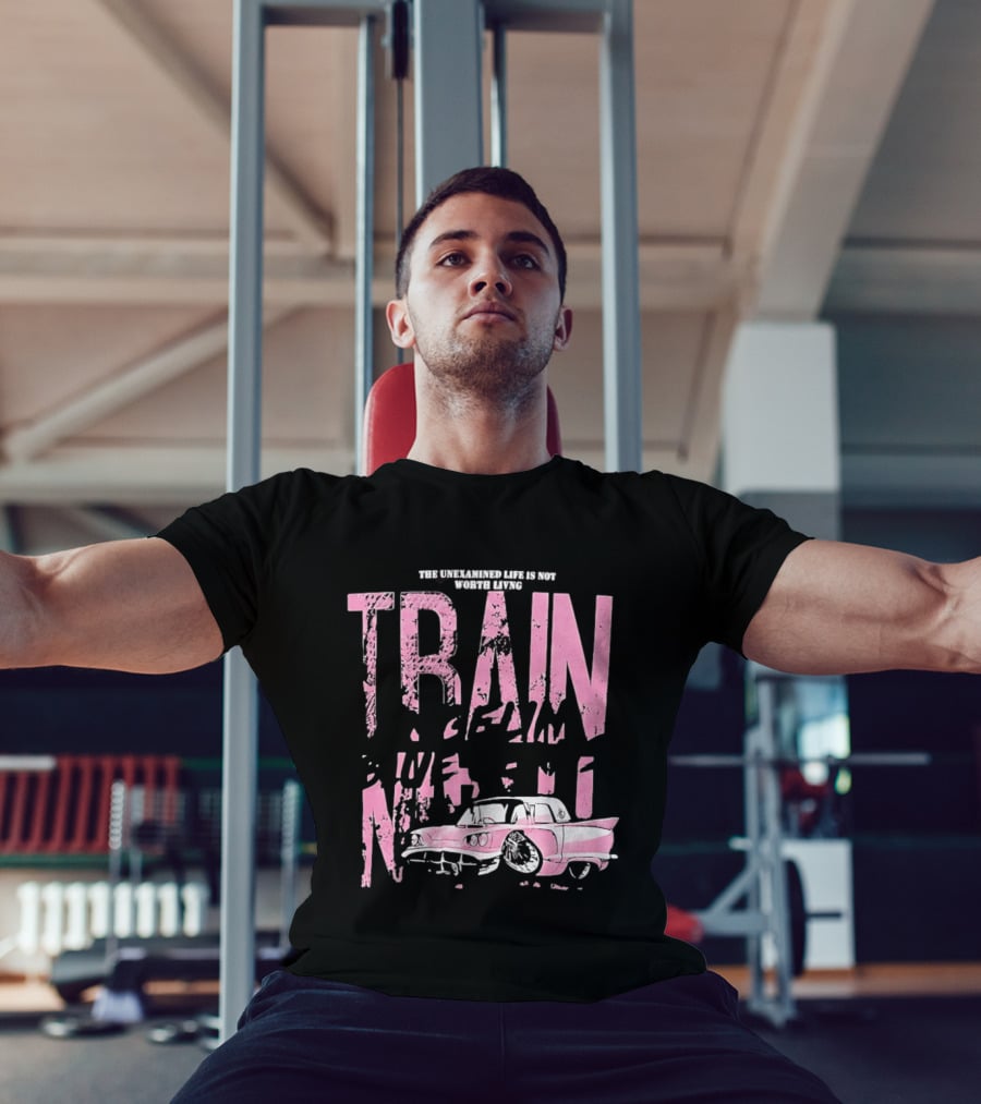 Train Gremlin Pink Vintage Car The Unexamined Life Is Not Worth Living T-Shirt