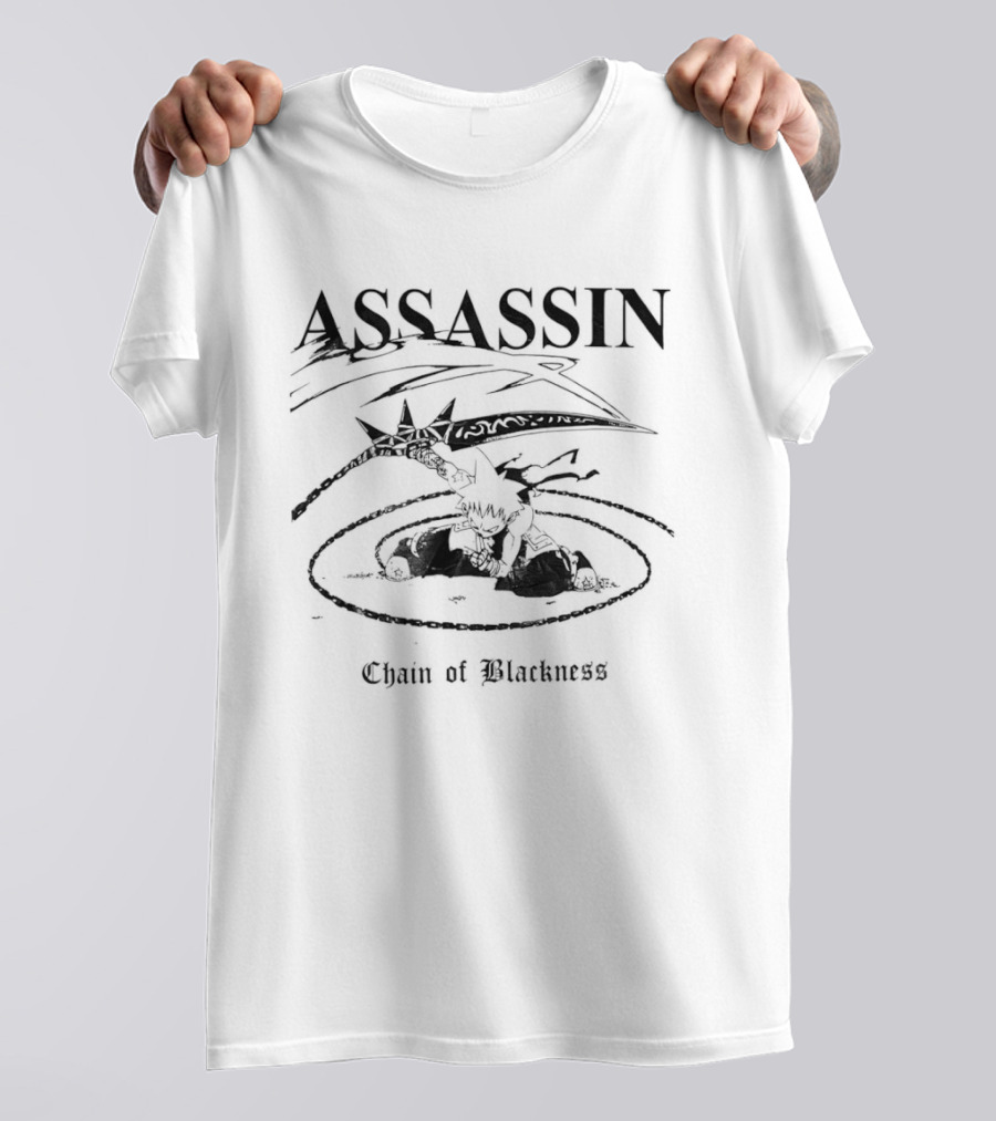 ASSASSIN Chain Of Blackness Anime Ninja Star Explosion Motif T-Shirt