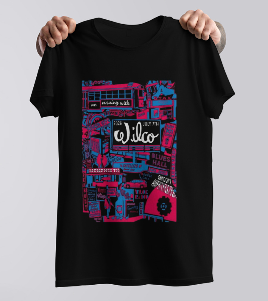Wilco July 7 2026 Grind City Amphitheater Memphis TN An Evening With Stax Blues River City T-Shirt