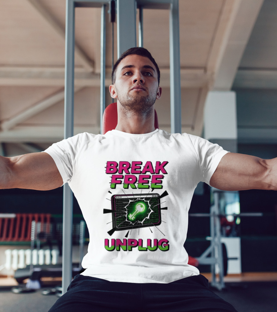 Break Free Unplug Digital Glitch Key Cyber T-Shirt