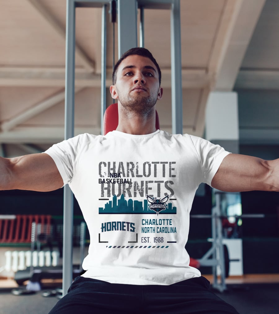 Charlotte Hornets NBA Basketball City Skyline Est 1988 North Carolina T-Shirt