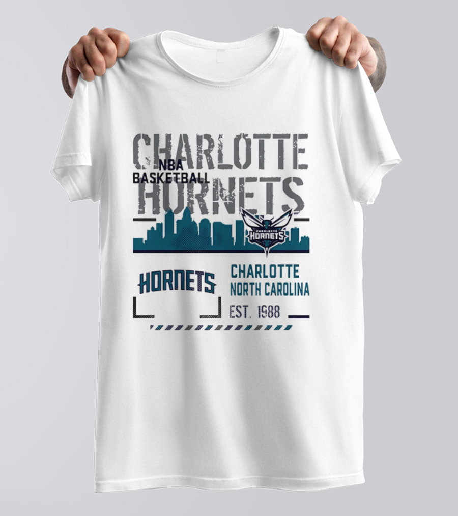 Charlotte Hornets NBA Basketball City Skyline Est 1988 North Carolina T-Shirt