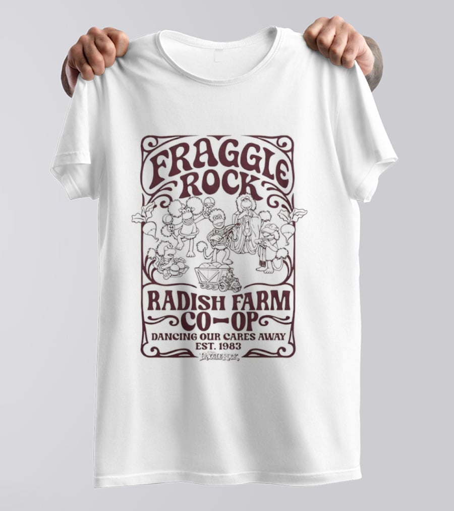 Fraggle Rock Radish Farm Co Op Dancing Our Cares Away Est 1983 T-Shirt
