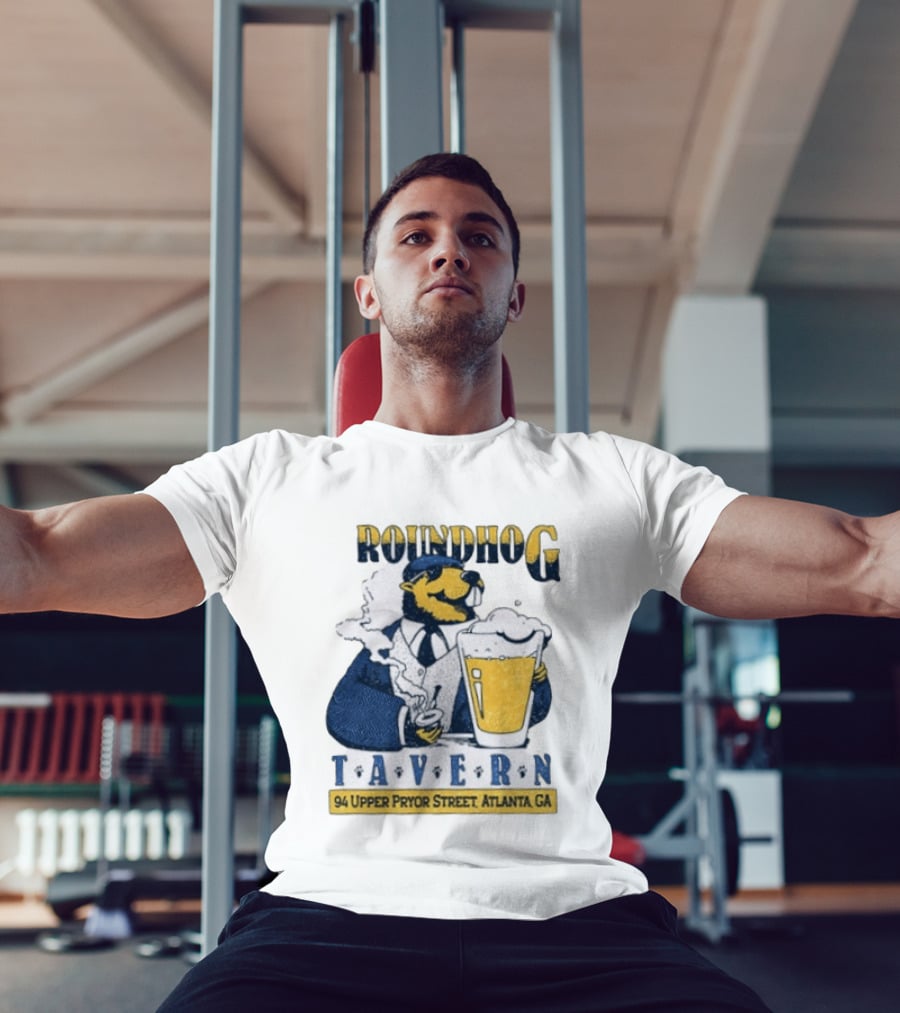 Groundhog Tavern 94 Upper Pryor Street Atlanta GA Vintage Style Beer And Smoke T-Shirt