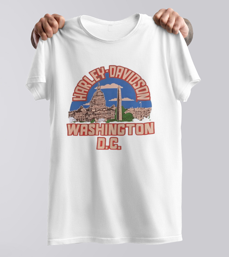 Harley Davidson Washington DC Capitol Washington Monument T-Shirt