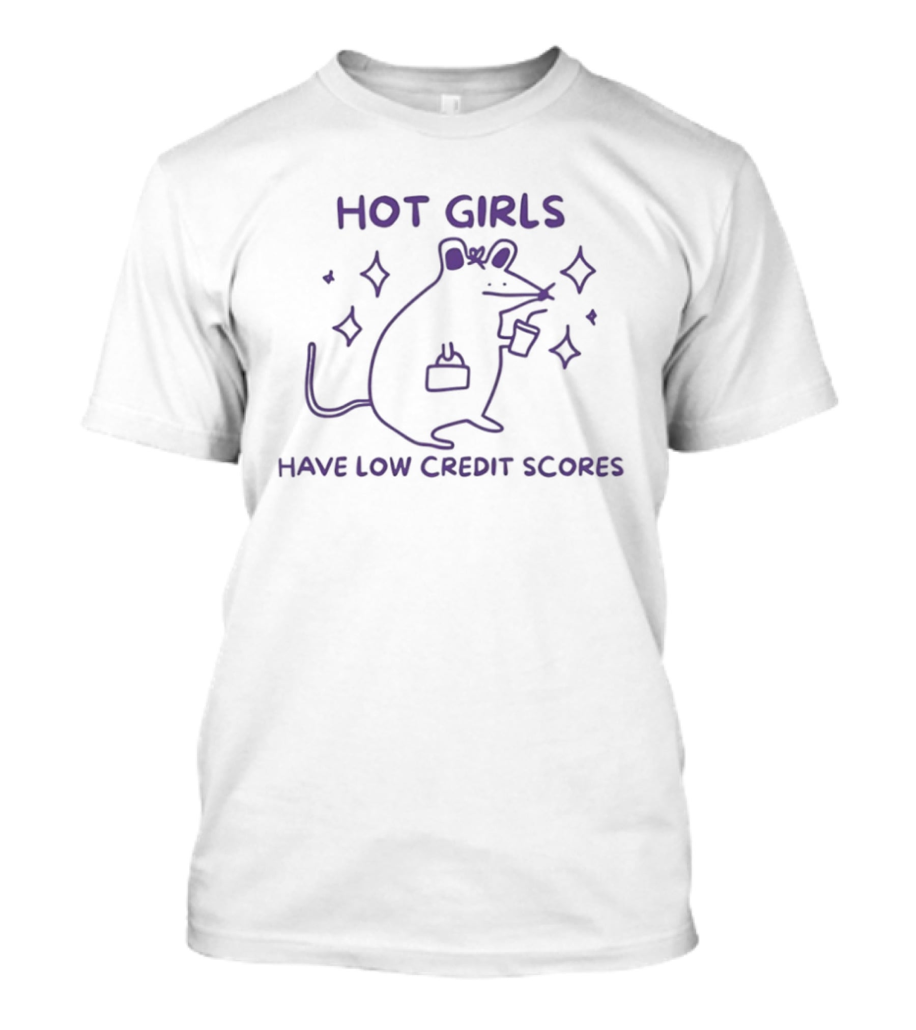 Hot Girls Have Low Credit Scores Funny Rat And Sparkles T-Shirt