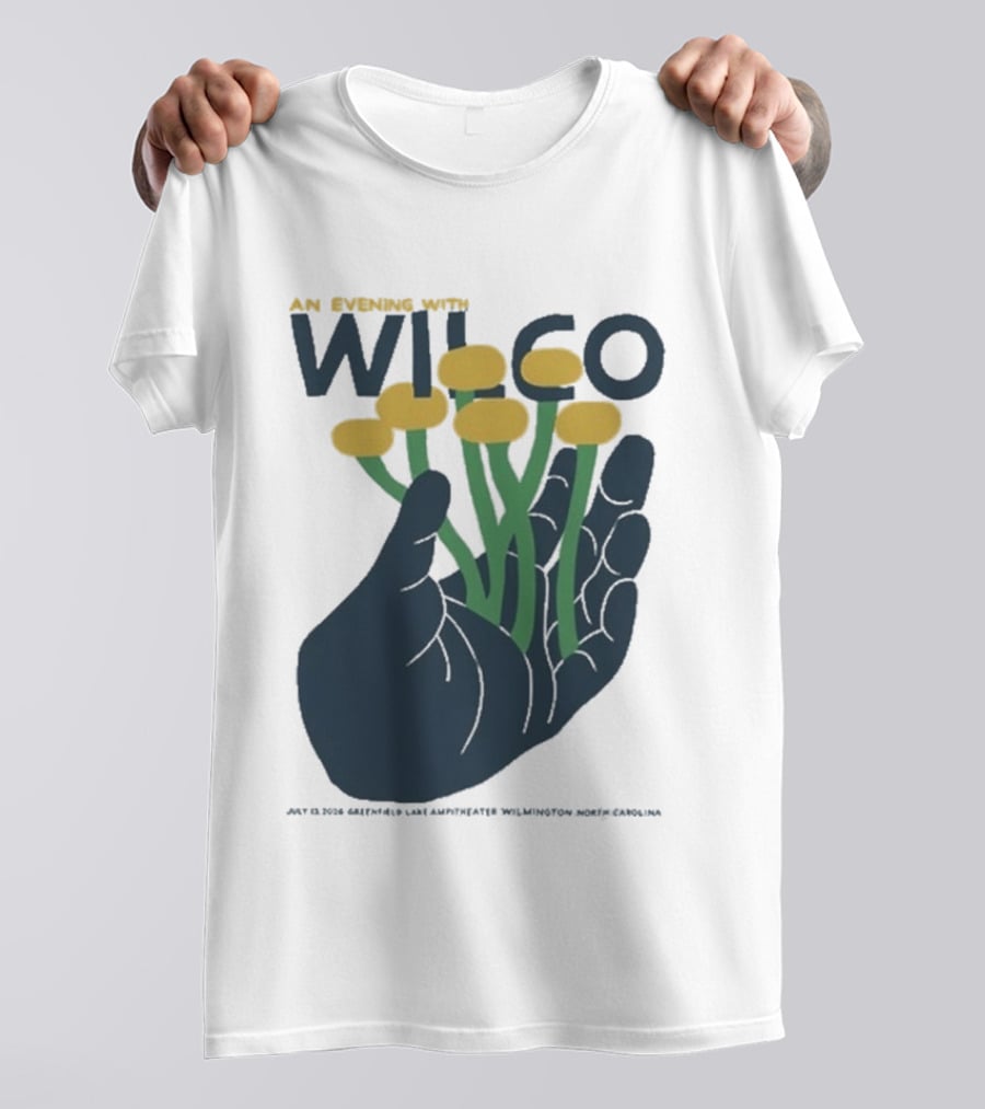 An Evening With Wilco Greenfield Lake Amphitheater 7 13 26 Wilmington NC Hand Flowers T-Shirt