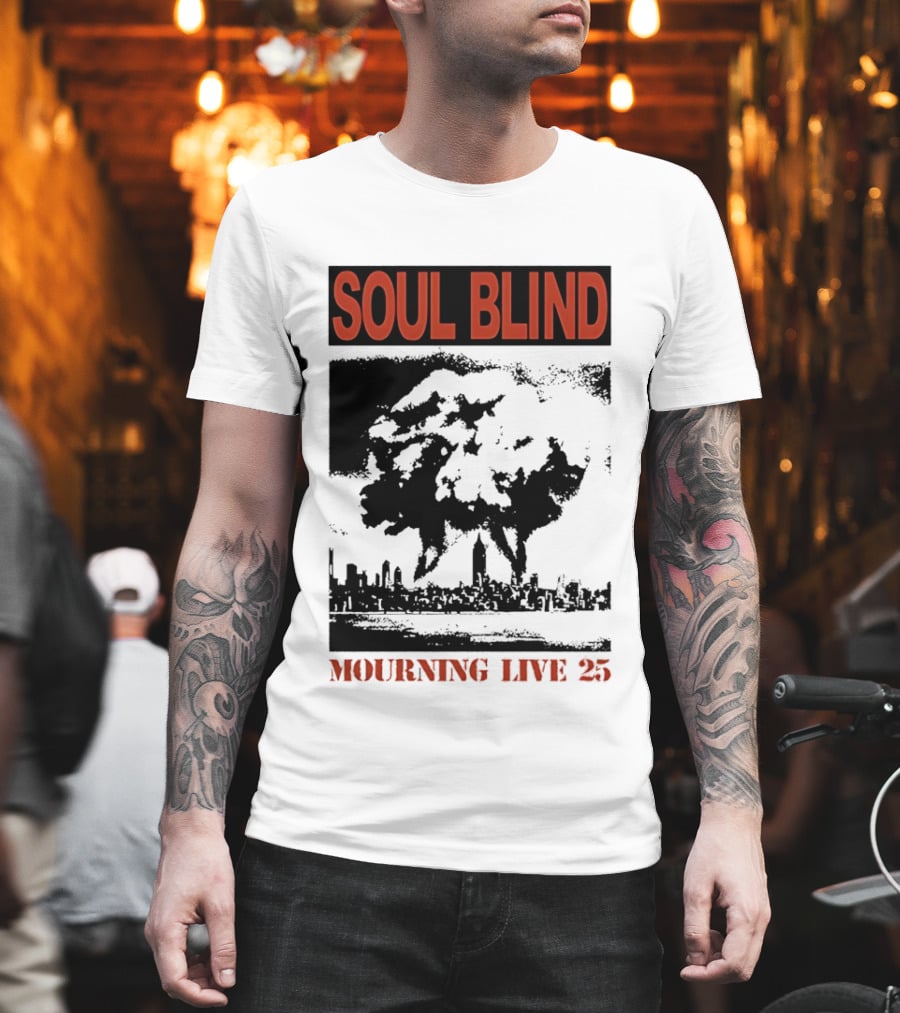Soul Blind Mourning Live 25 Mushroom Cloud Explosion Over City Skyline T-Shirt
