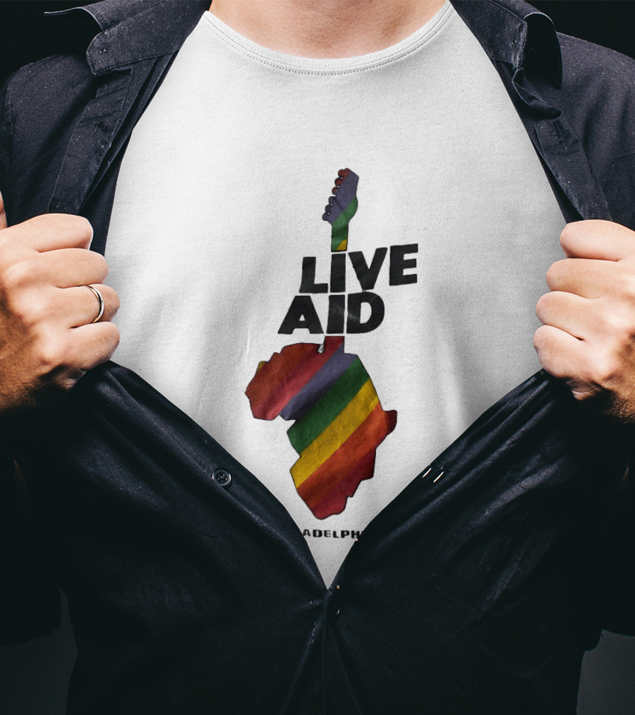 1985 Live Aid Rainbow Guitar Philadelphia Concert T-Shirt