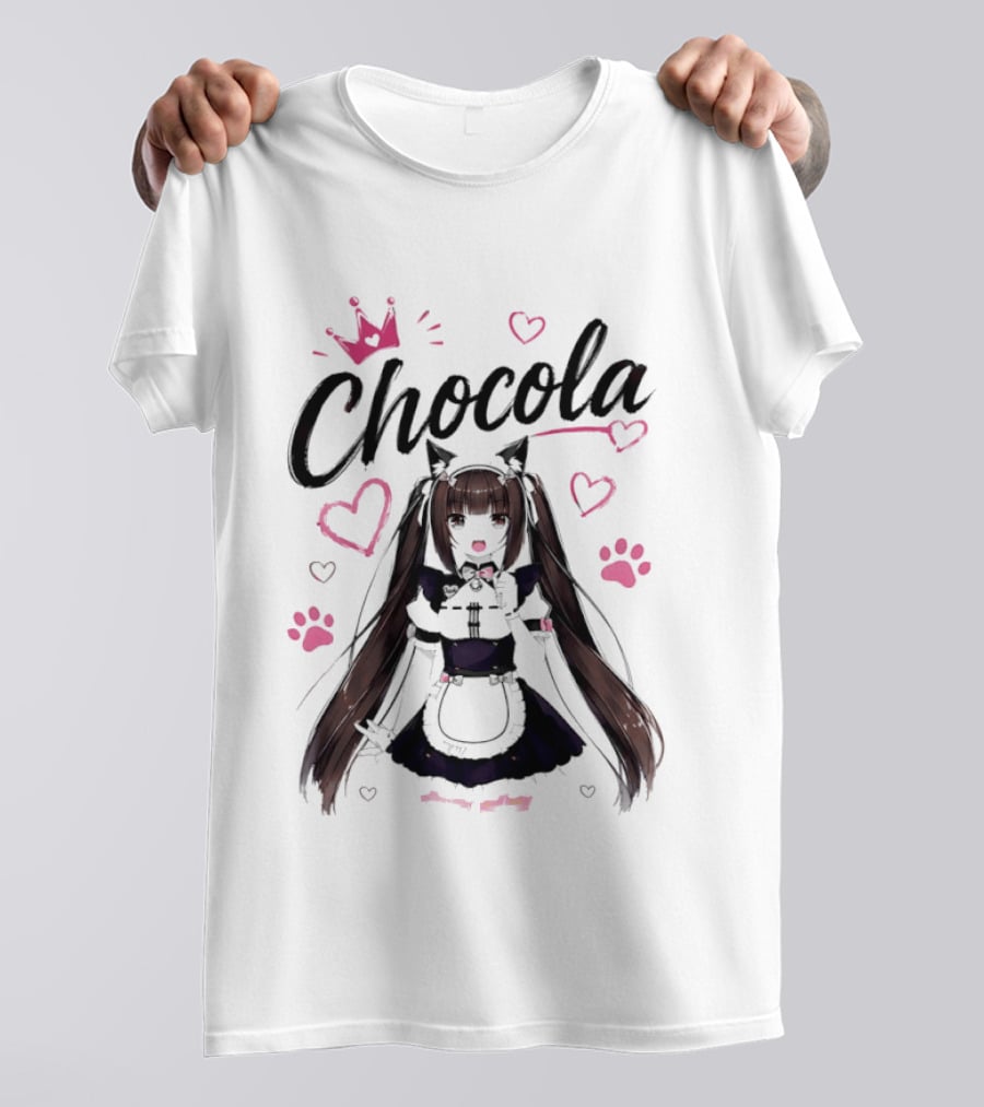 Chocola Nekopara Anime Maid Cat Ears Manga Cute Hearts T-Shirt