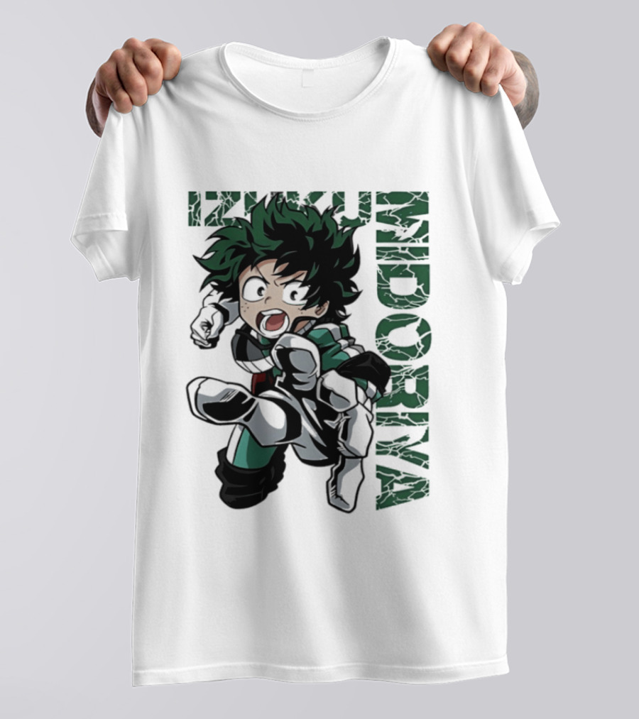 Izuku Midoriya Action Pose Green Hero Costume Anime T-Shirt