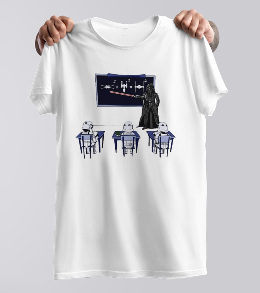 Darth Vader Teaching TIE Fighter Math To Stormtroopers Classroom Cartoon T-Shirt