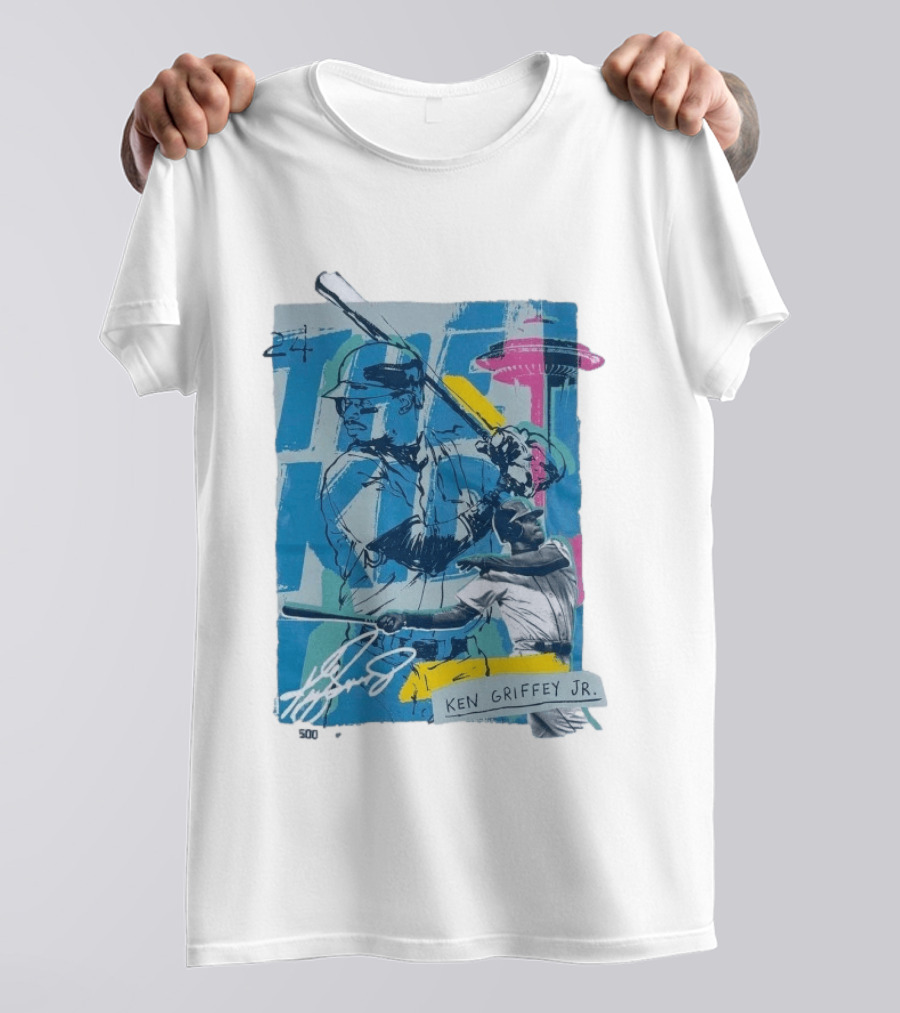 Ken Griffey Jr The Kid Baseball Legend Number 24 Seattle Skyline T-Shirt