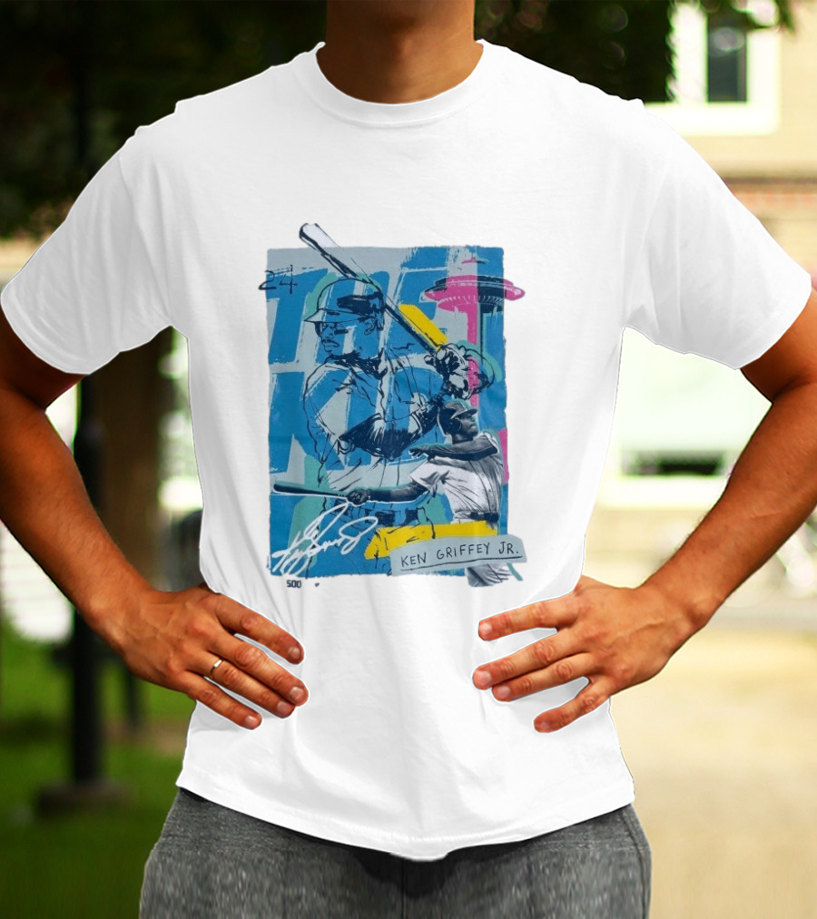 Ken Griffey Jr The Kid Baseball Legend Number 24 Seattle Skyline T-Shirt