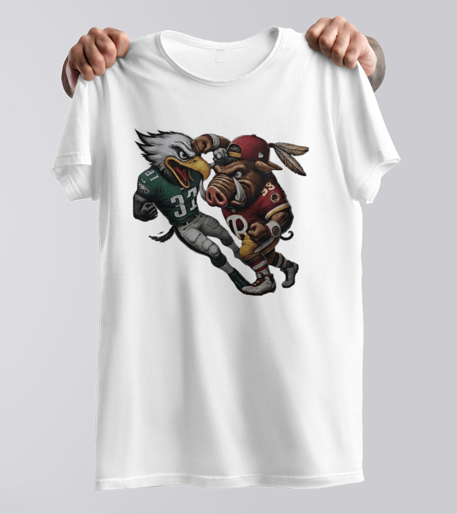 Eagles Versus Redskins Fight Cartoon NFL Rivalry T-Shirt