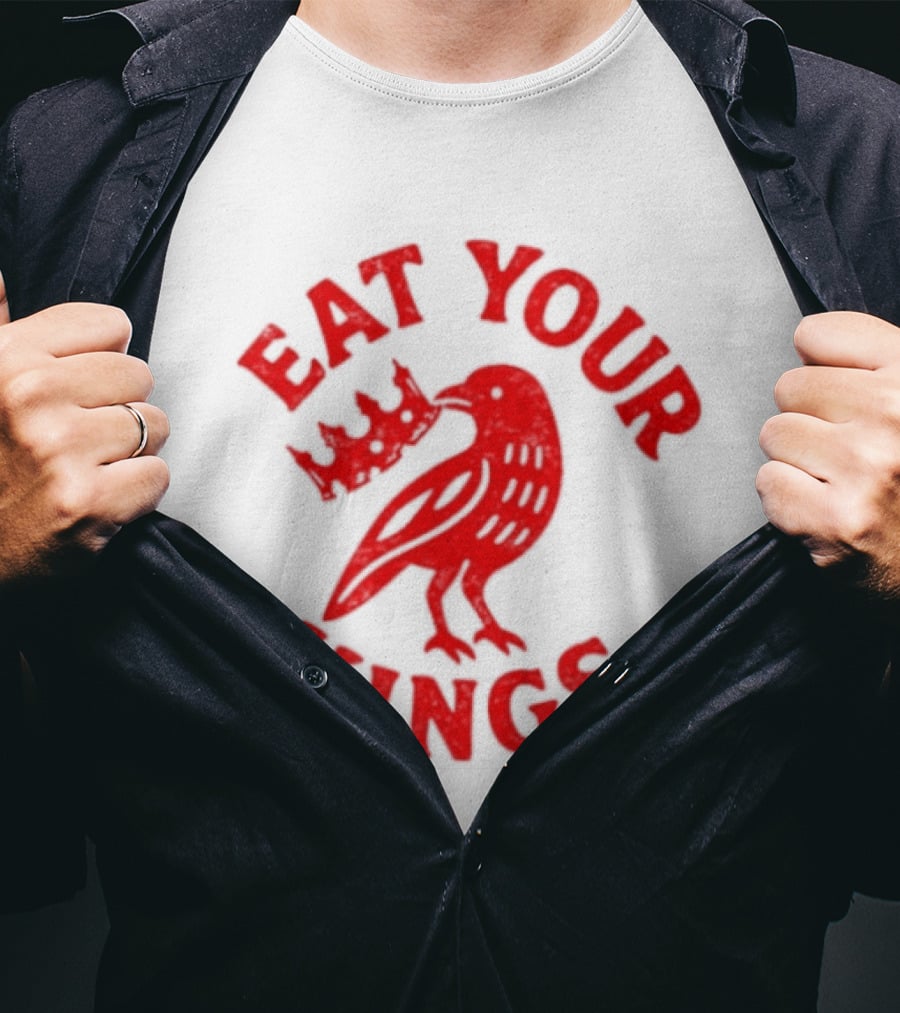 Eat Your Kings Raven With Crown Gothic Crow T-Shirt