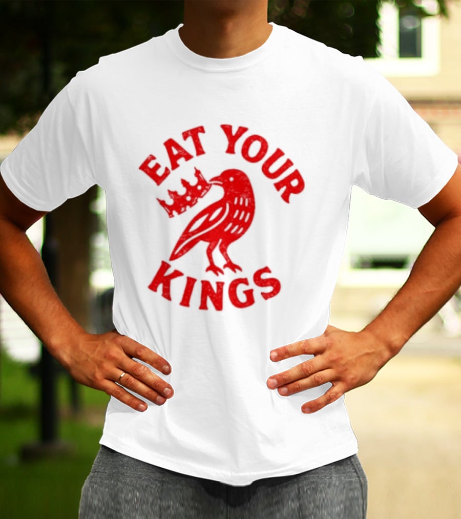 Eat Your Kings Raven With Crown Gothic Crow T-Shirt