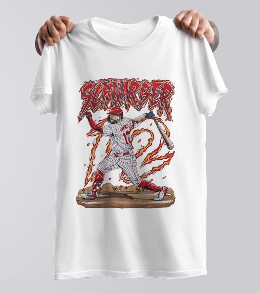 Kyle Schwarber Philadelphia Phillies 12 Baseball Player Flames T-Shirt