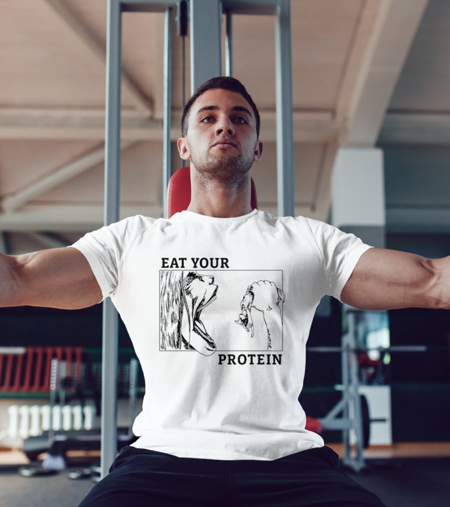 Eren Yeager Eat Your Protein Attack On Titan Fitness Motivation T-Shirt
