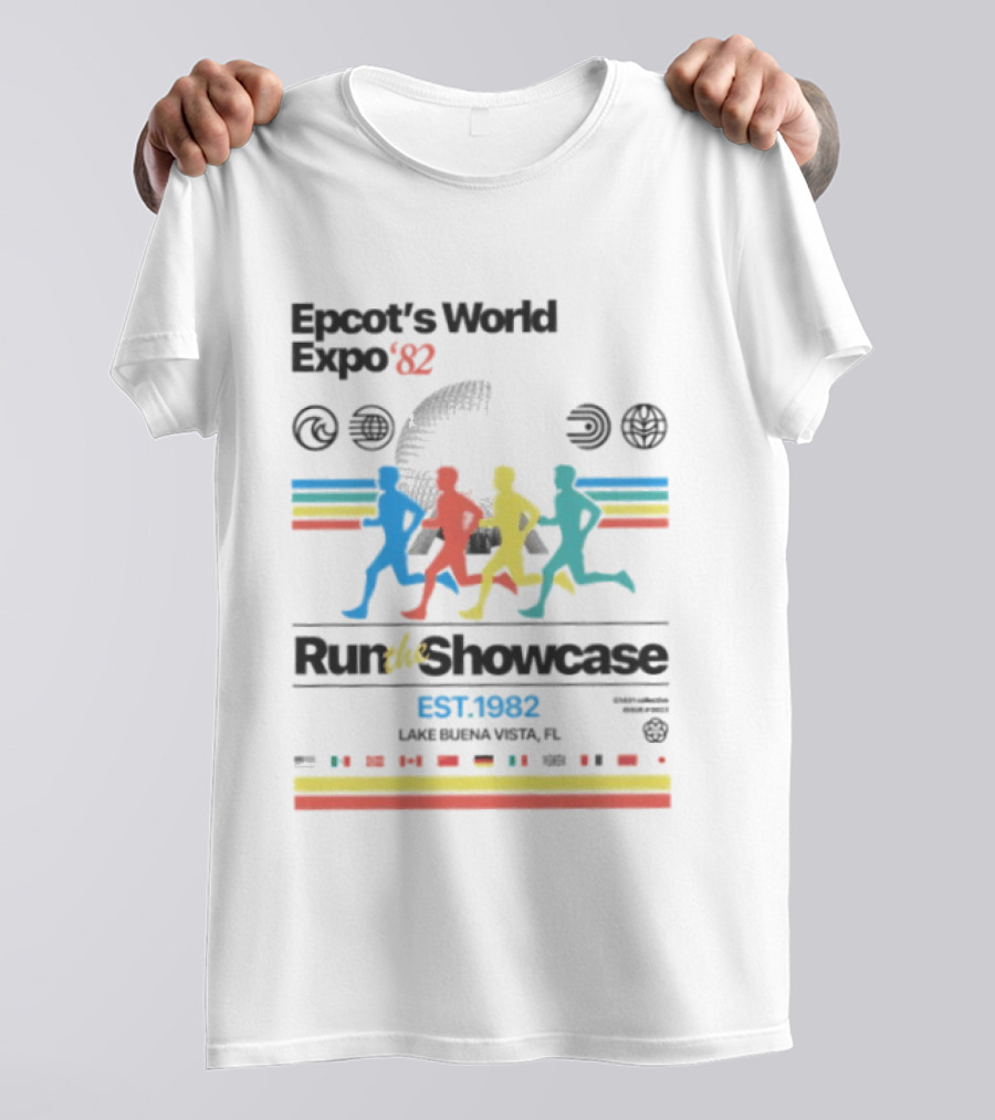 Epcot's World Expo '82 Run The Showcase Lake Buena Vista EST. 1982 T-Shirt
