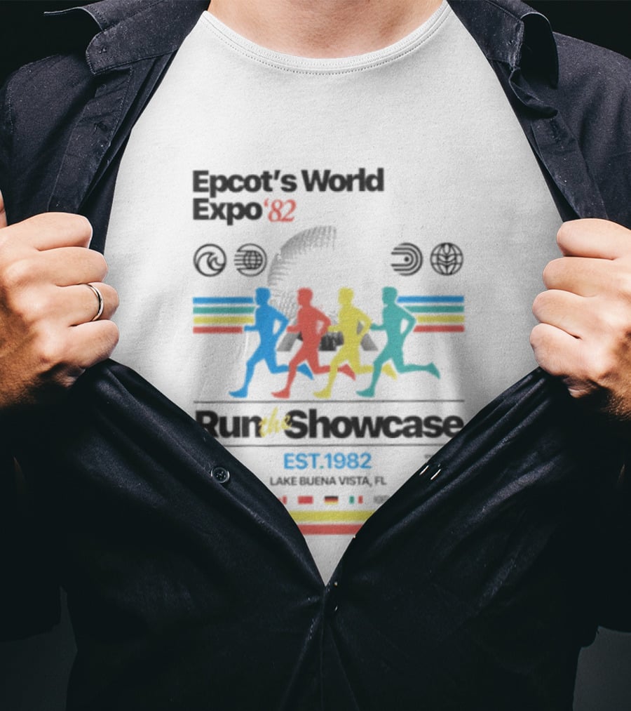 Epcot's World Expo '82 Run The Showcase Lake Buena Vista EST. 1982 T-Shirt