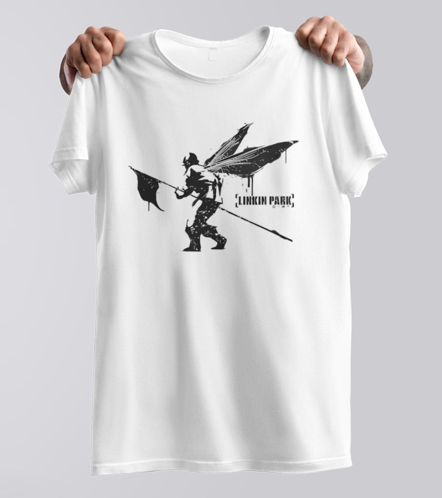 Linkin Park Hybrid Theory Soldier Dragonfly Wings Holding Flag T-Shirt