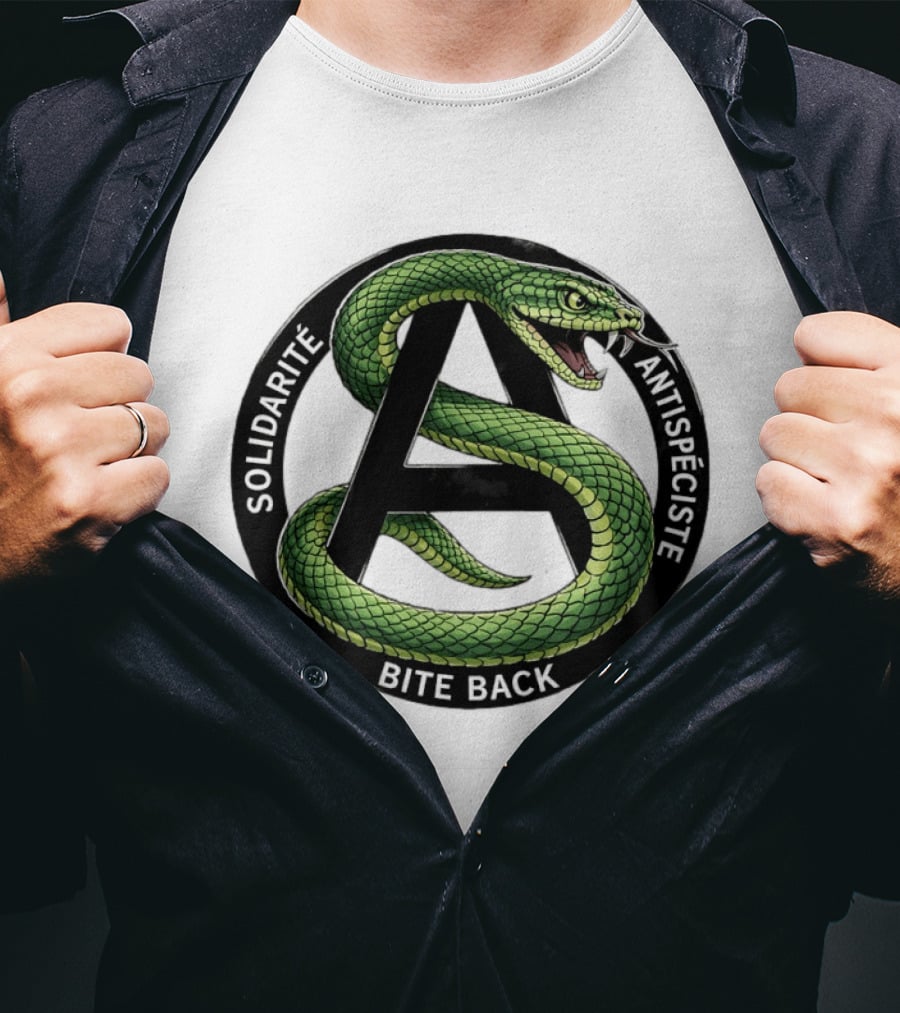 Solidarite Antispeciste Bite Back Anarchist Snake T-Shirt