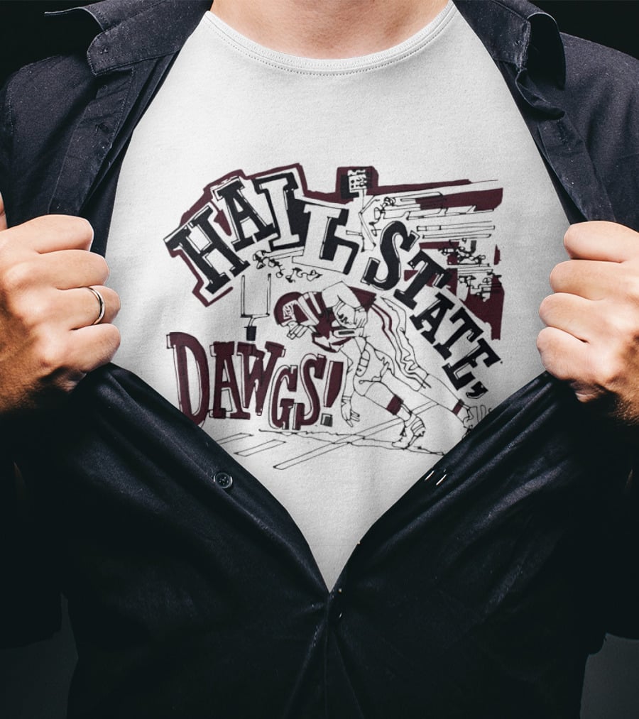 Hail State Dawgs Mississippi State Football Action Player T-Shirt