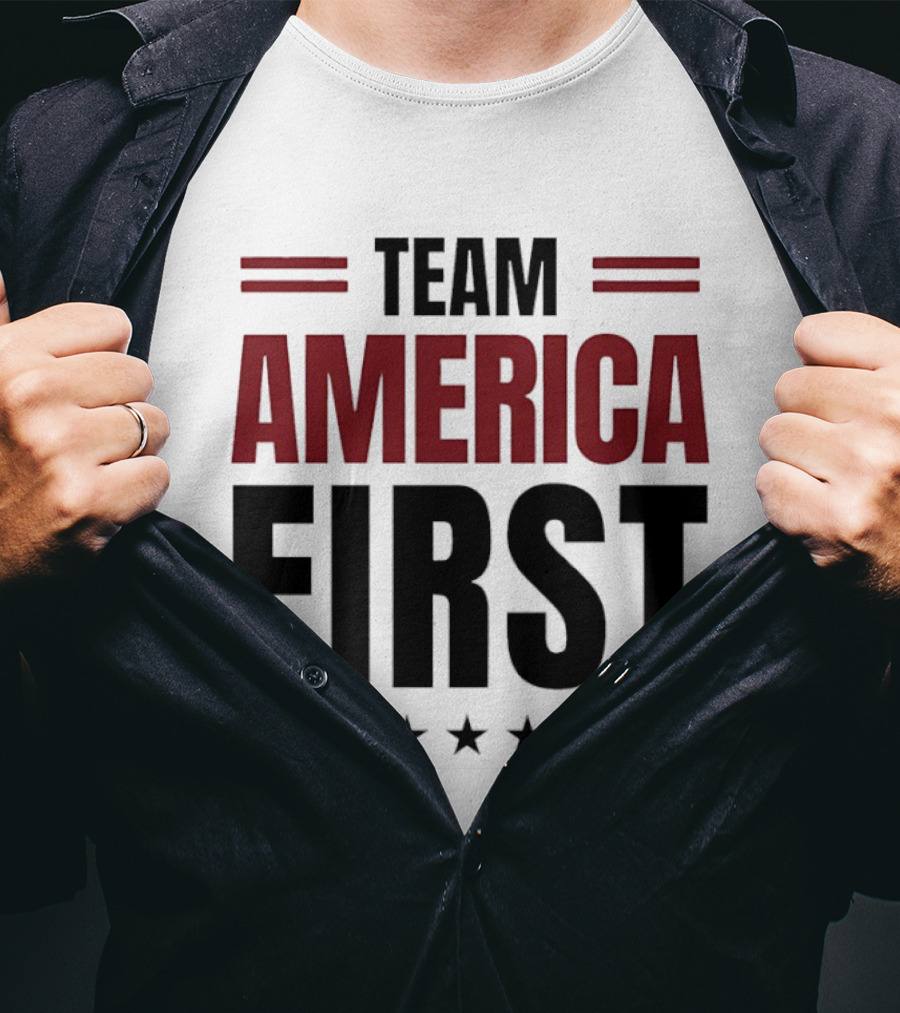 Team America First Patriotic USA Stars Stripes T-Shirt
