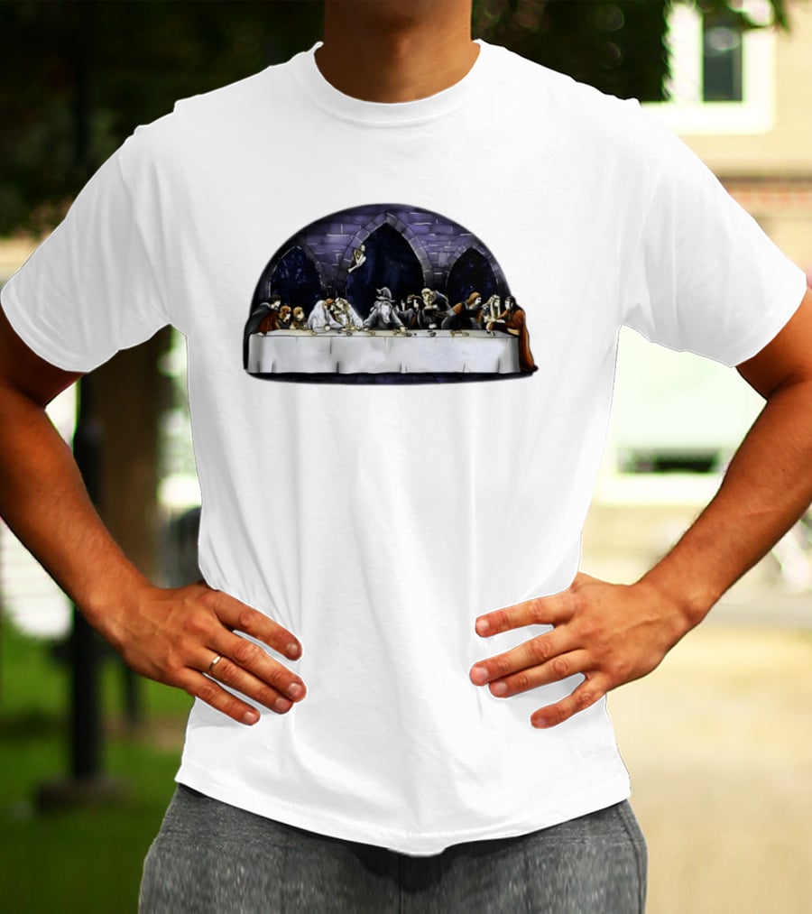 The Last Supper Wizard Hobbits Fellowship Characters Gandalf Table Scene T-Shirt