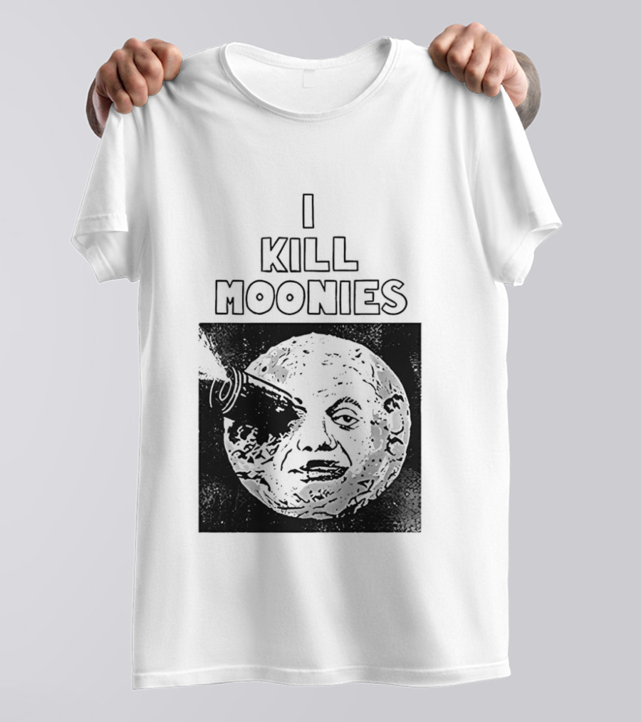 I Kill Moonies Man In The Moon Rocket Eye T-Shirt