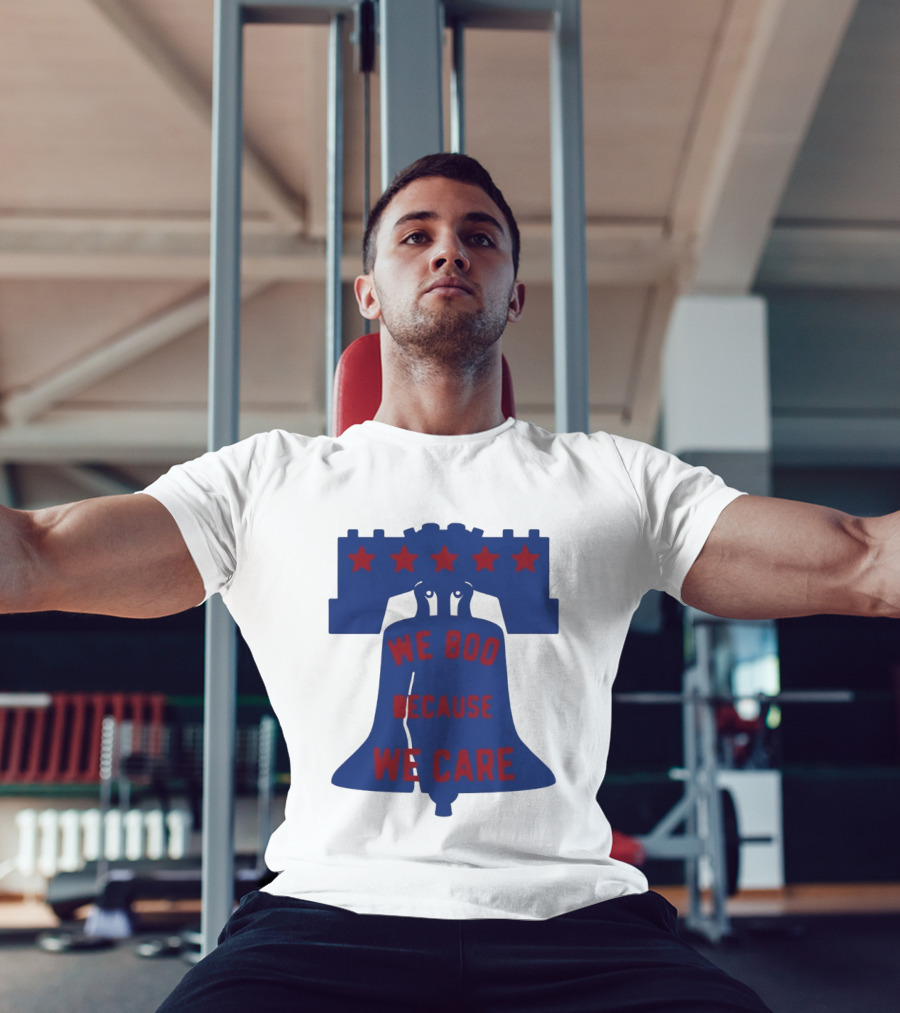 Phillies Liberty Bell We Boo Because We Care Stars Red Blue T-Shirt