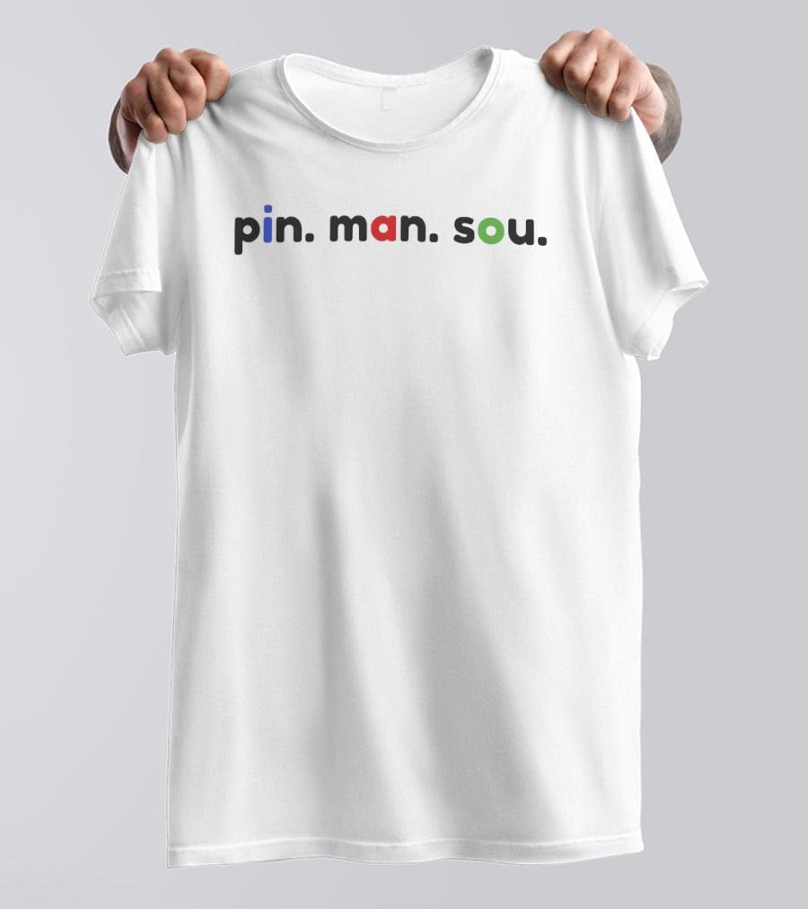 Pin Man Sou Minimalist Wordplay Playful Dot T-Shirt