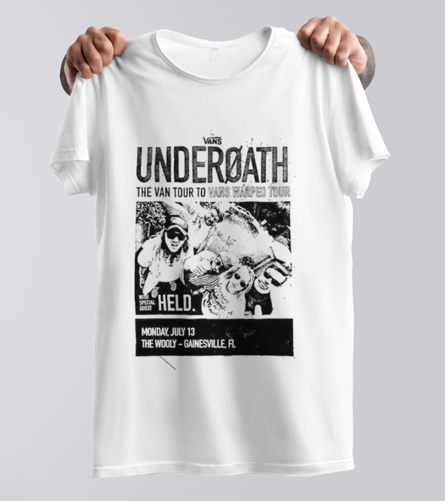Underoath The Van Tour To 2026 Warped Tour Monday July 13 The Wooly Gainesville FL T-Shirt