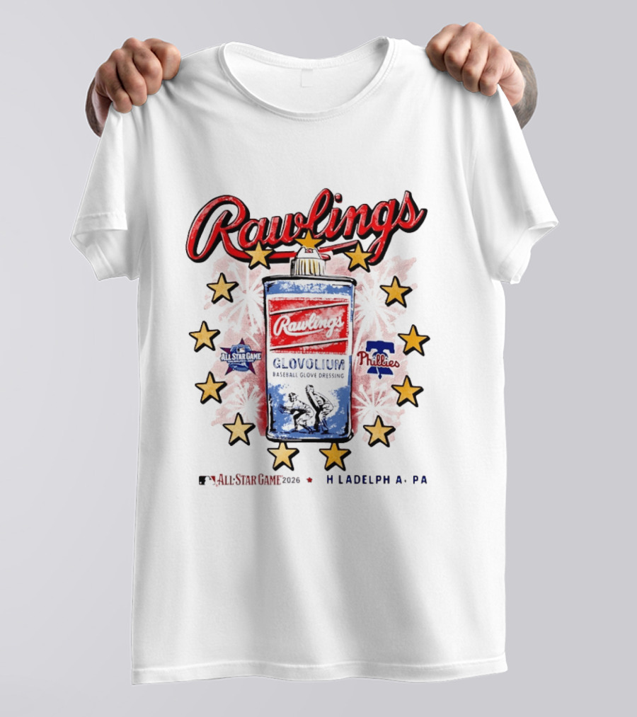 Rawlings Glovolium Baseball Glove Dressing 2026 MLB All Star Game Philadelphia PA Phillies T-Shirt