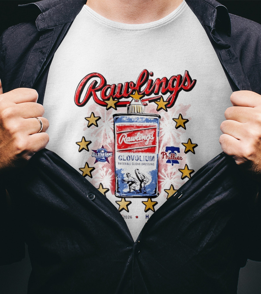 Rawlings Glovolium Baseball Glove Dressing 2026 MLB All Star Game Philadelphia PA Phillies T-Shirt