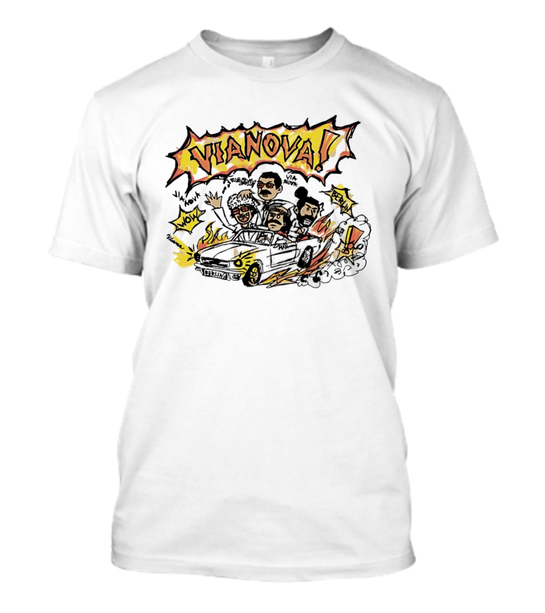 Vianova Cartoon Car Chase Group Friends Comic Wow Berlin T-Shirt