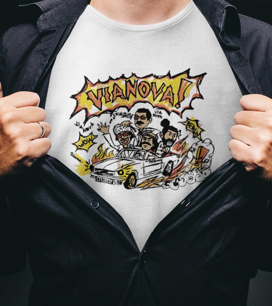 Vianova Cartoon Car Chase Group Friends Comic Wow Berlin T-Shirt