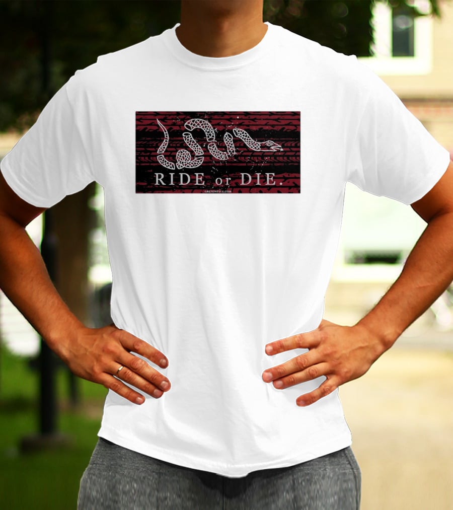 Ride Or Die Coiled Snake Tire Tread Grunt T-Shirt