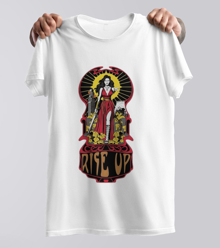Rise Up Empowerment Resistance Activism Art Deco Warrior Woman T-Shirt