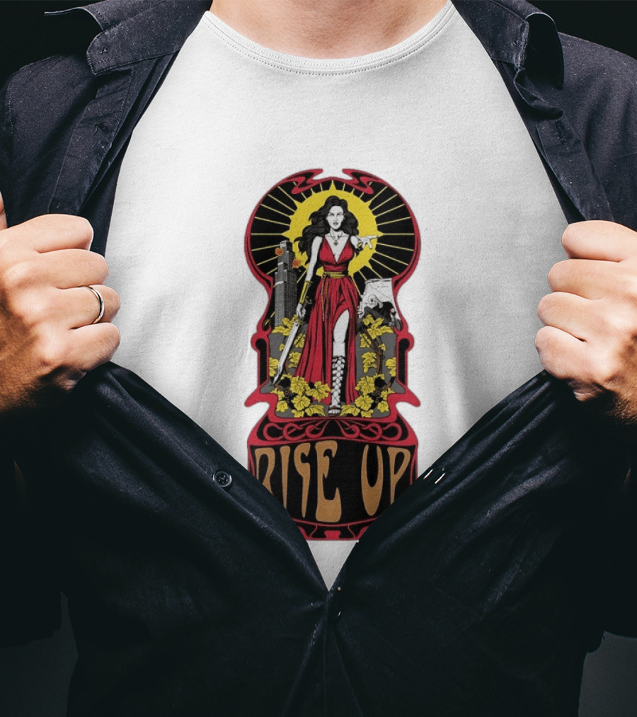 Rise Up Empowerment Resistance Activism Art Deco Warrior Woman T-Shirt