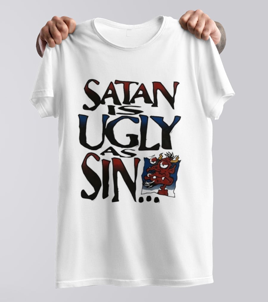 Satan Is Ugly As Sin Red Cartoon T-Shirt