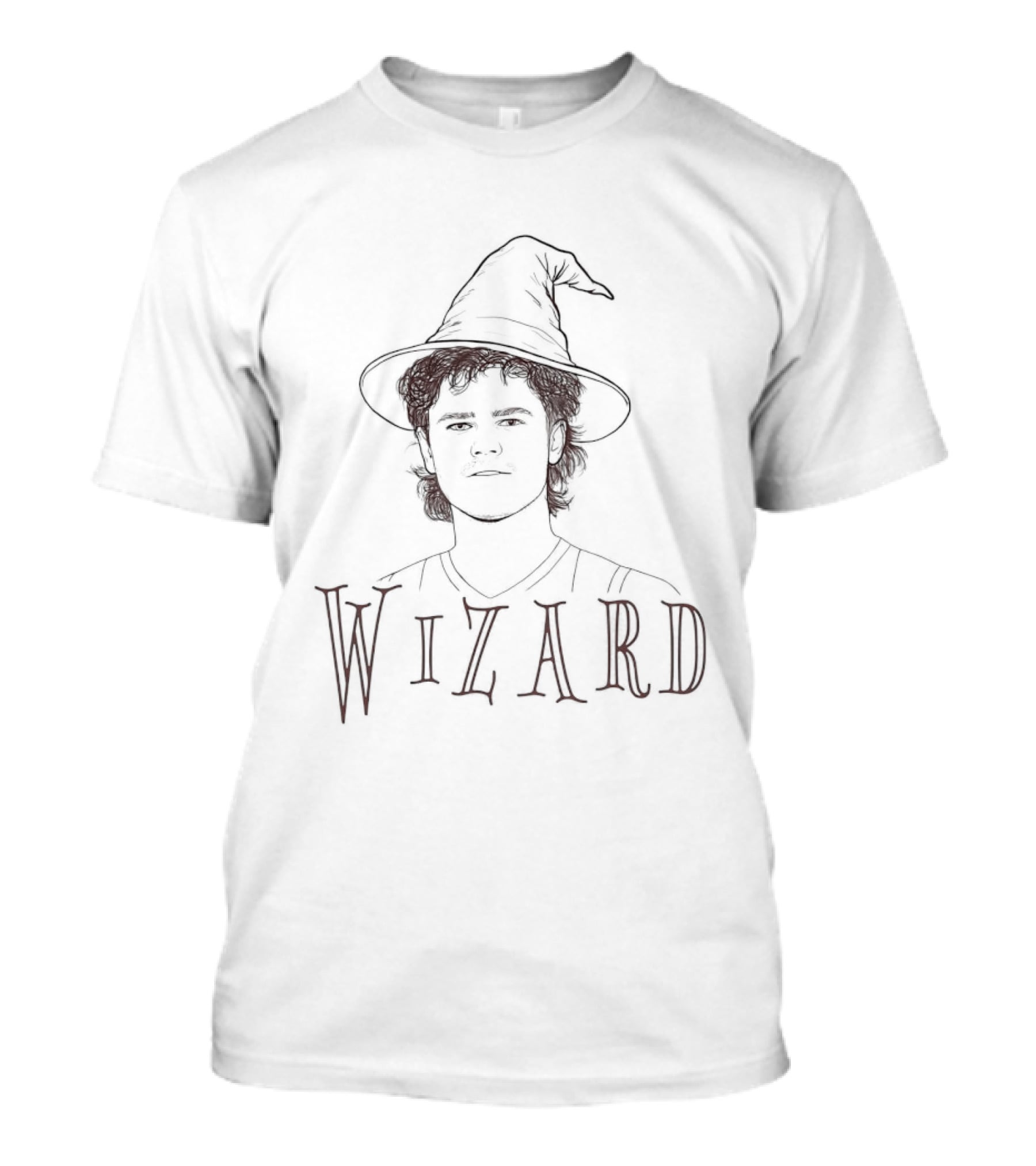 Wizard Mustache Man Wearing Hat Sketch T-Shirt