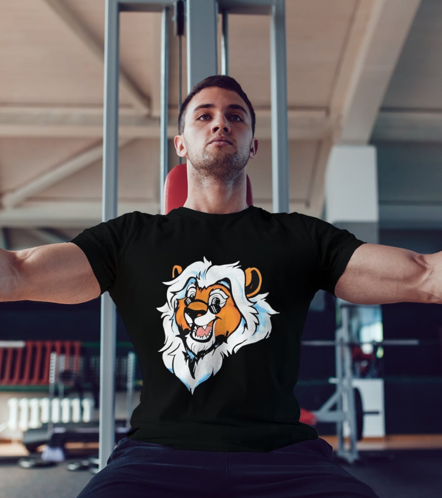 Cartoon Lion Head With Sunglasses And White Mane T-Shirt