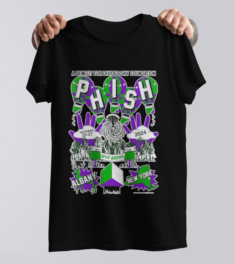 Phish MVP Arena Albany New York October 25 27 2024 Divided Sky Foundation Benefit T-Shirt