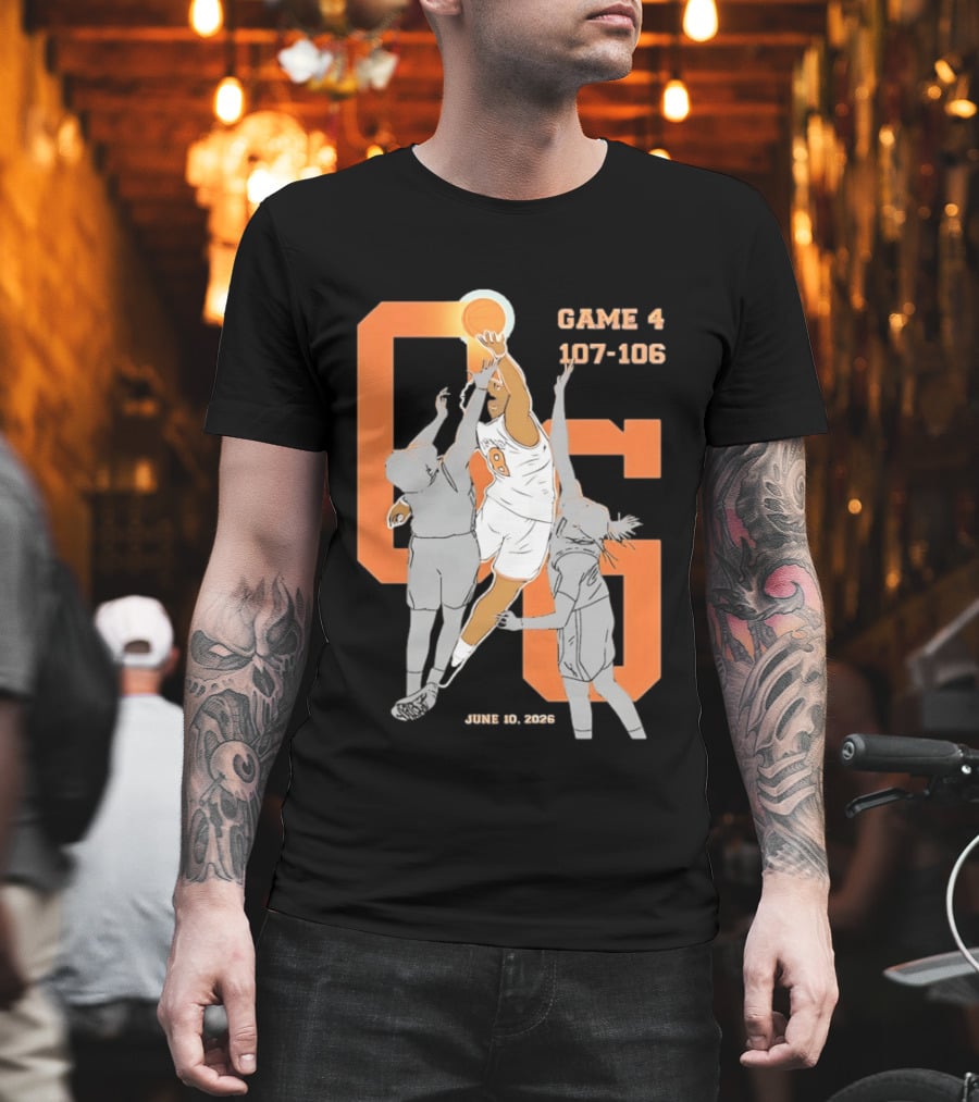 Game 4 107 106 June 10 2026 Basketball Player Dunk Action T-Shirt