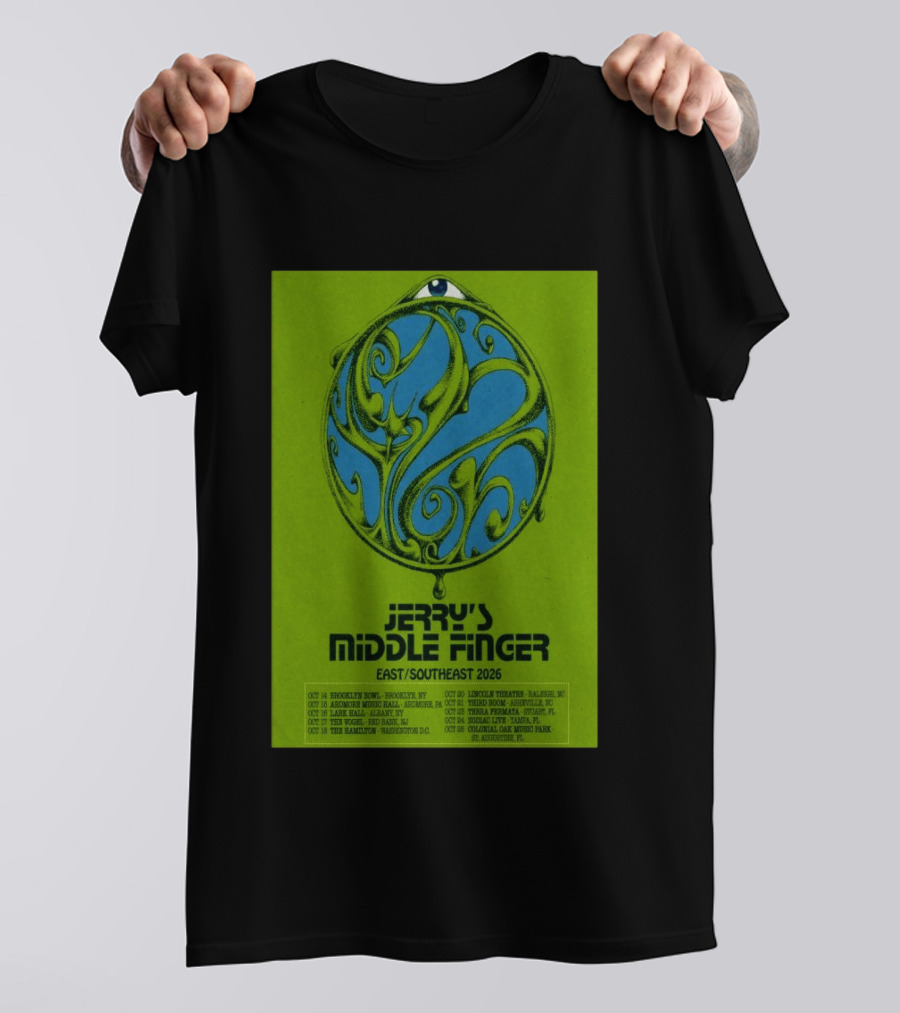 Jerry's Middle Finger East Southeast 2026 Tour Dates With Artistic Eye T-Shirt